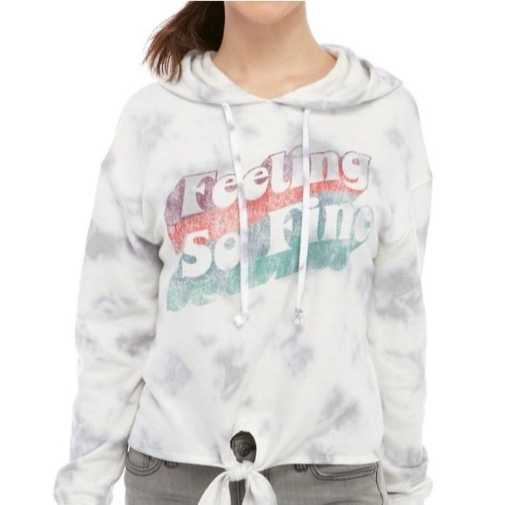 Cold Crush NWT feeling so fine graphic‎ tie dye Tie Front sweatshirt jr size L